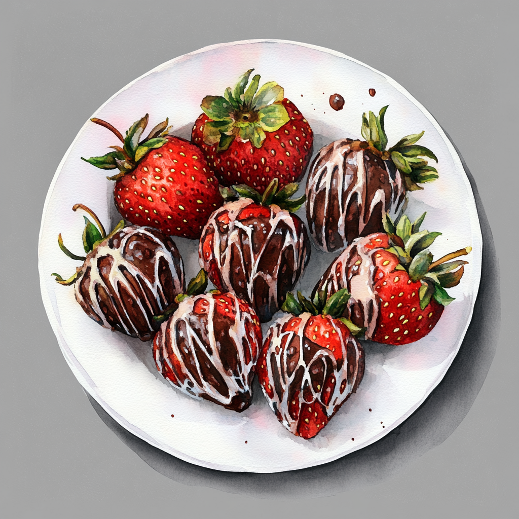 Elegant Chocolate Strawberries on White Porcelain Plate