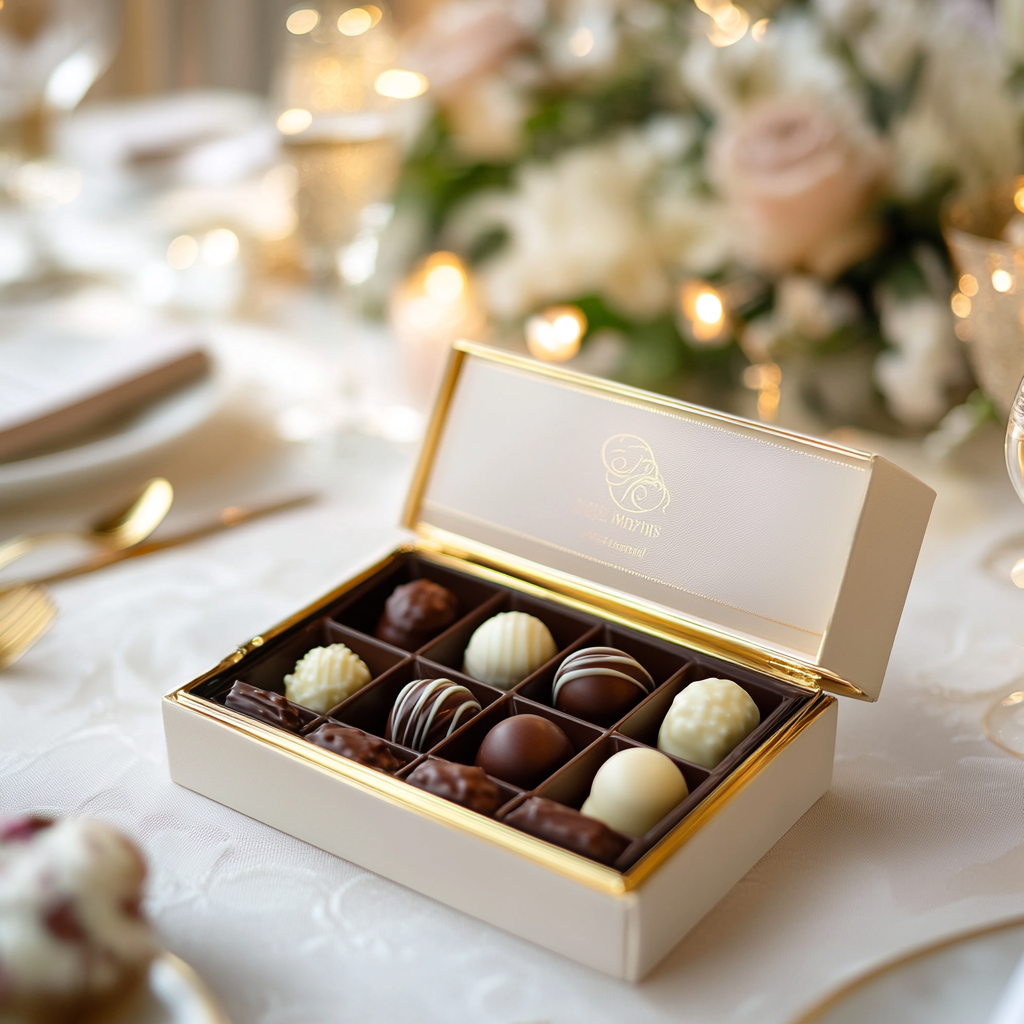 Elegant Chocolates in a Luxurious Wedding Setting