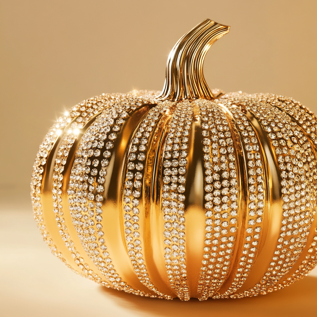 Elegant Gold Pumpkin Jewelry Piece with Rhinestones