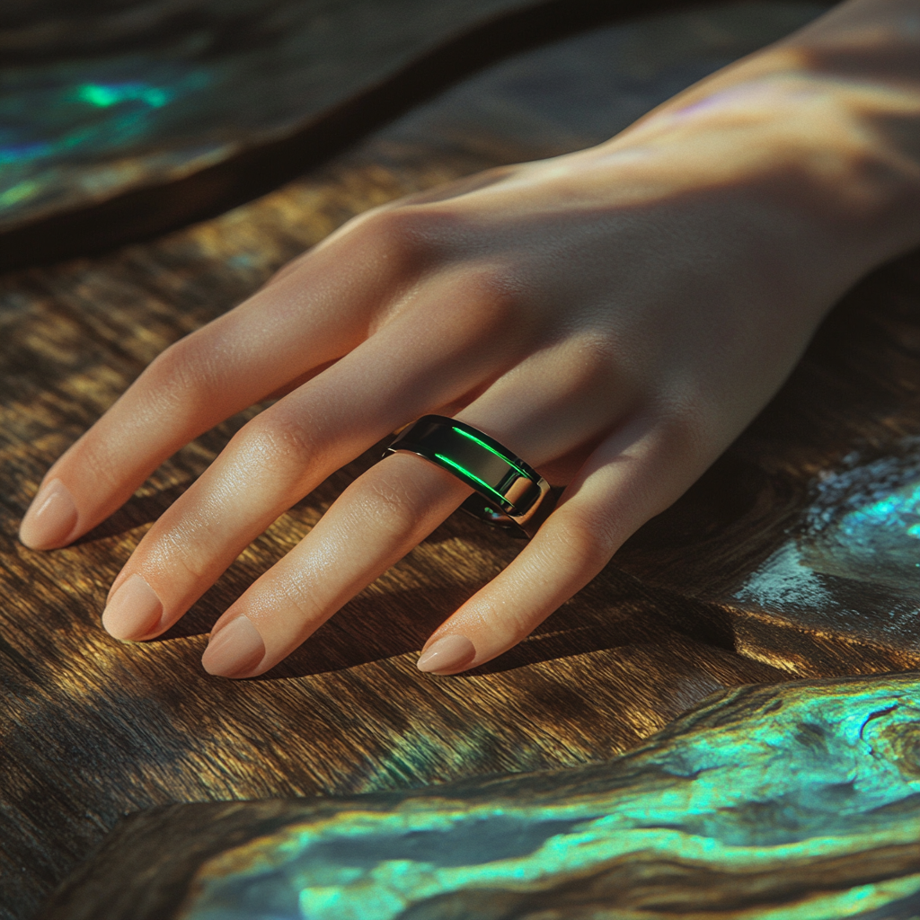 Elegant Health-Tracking Ring on Graceful Female Hand