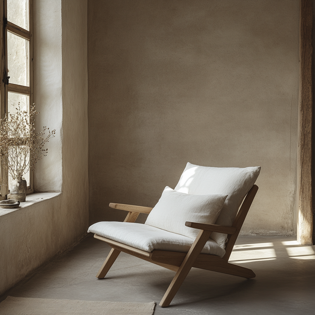 Elegant Lounge Chair Blending Dutch & Japanese Styles