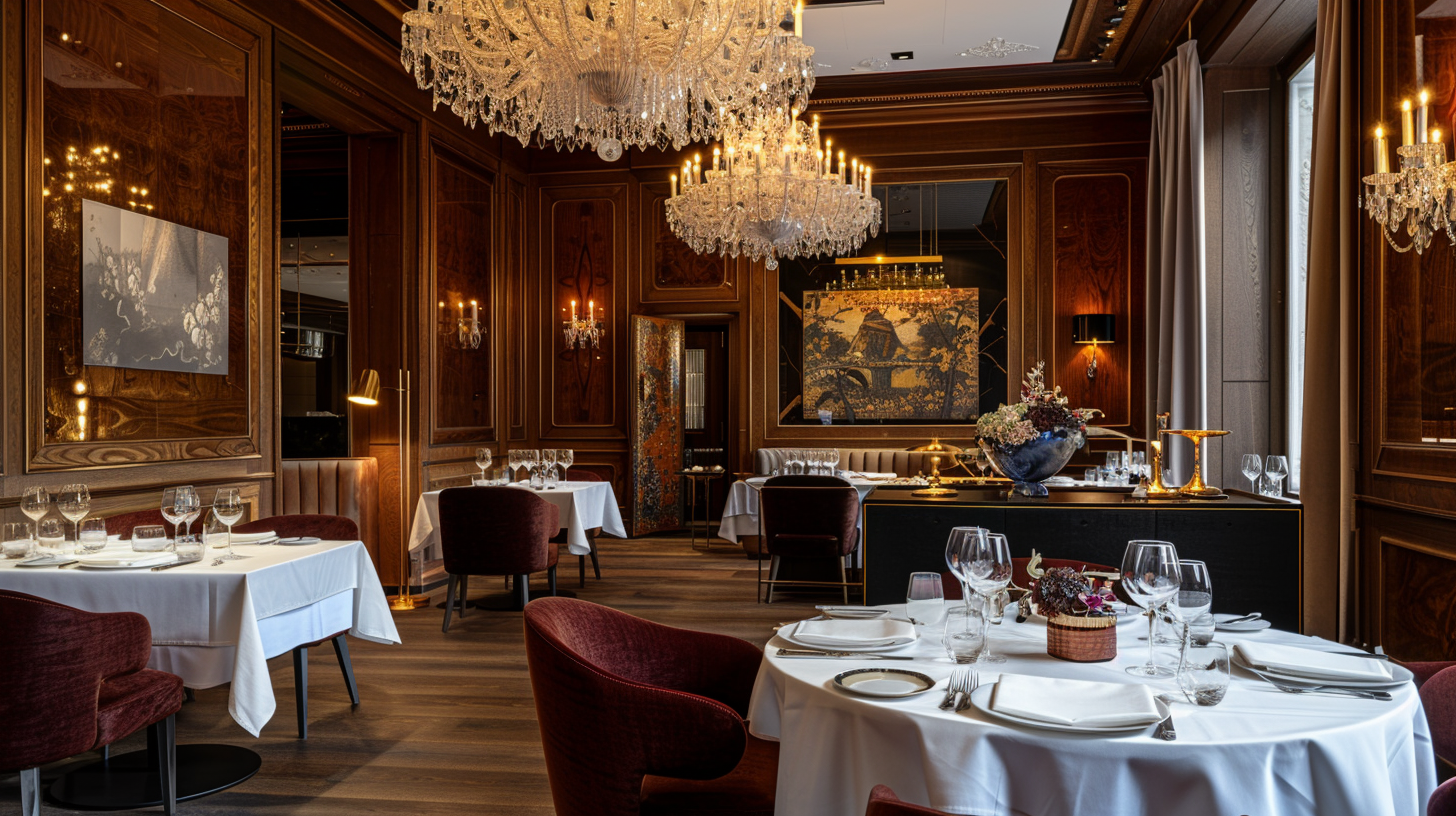 Elegant Michelin-Starred Restaurant Interior with Exquisite Table Setting