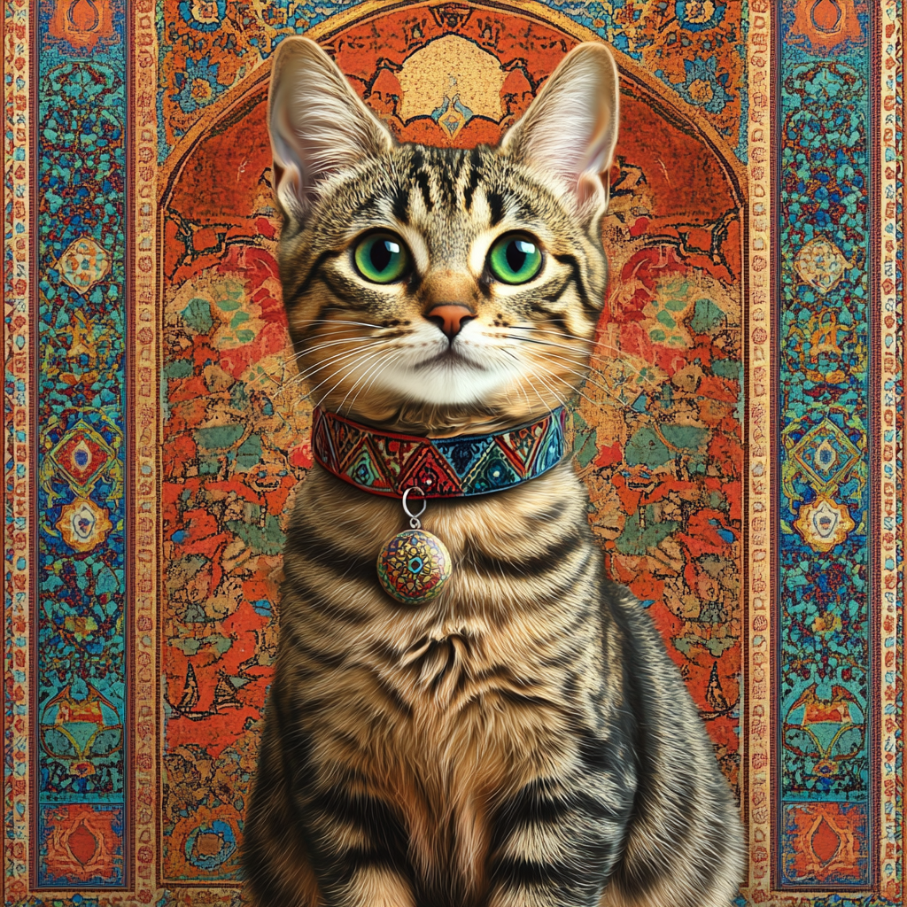 Elegant Moroccan Cat Collar Ad with Traditional Patterns