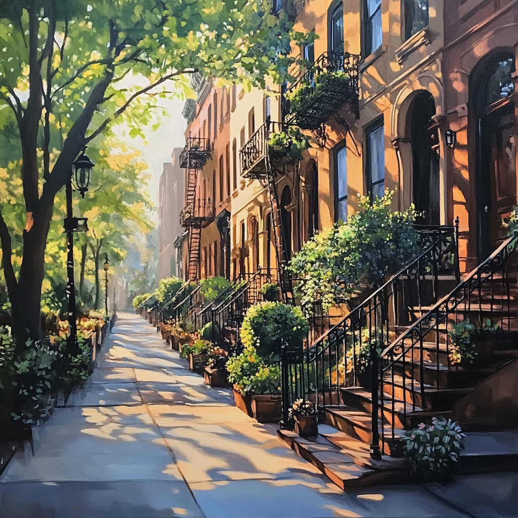 Elegant New York City Street in Morning Light