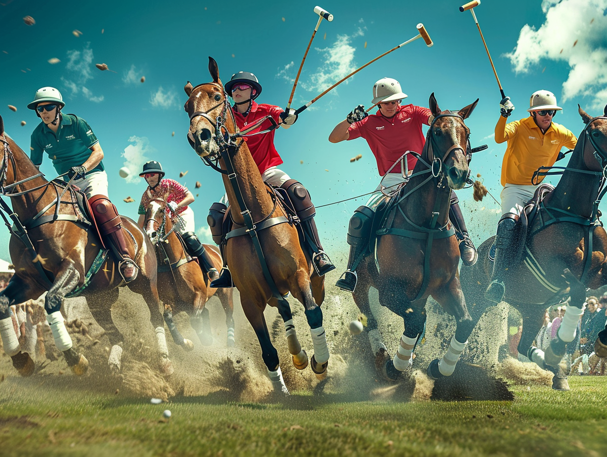 Elegant Polo Game: Players in Traditional Attire compete