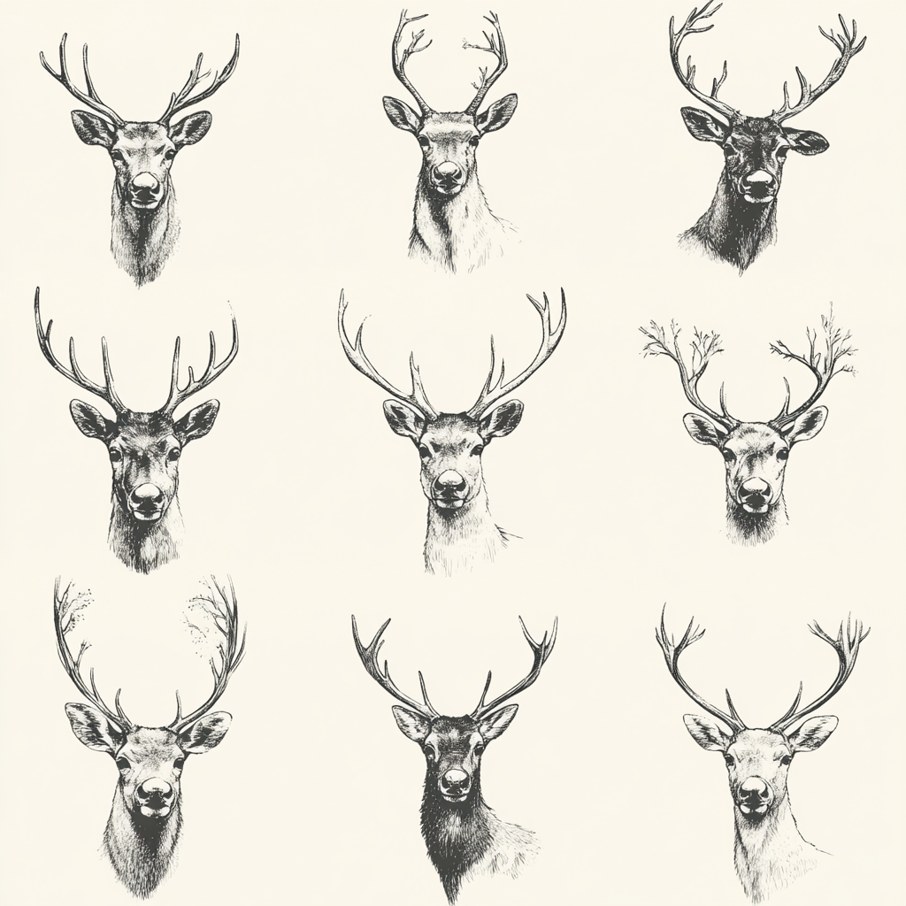 Elegant Reindeer Illustrations: Classic meets modern simplicity