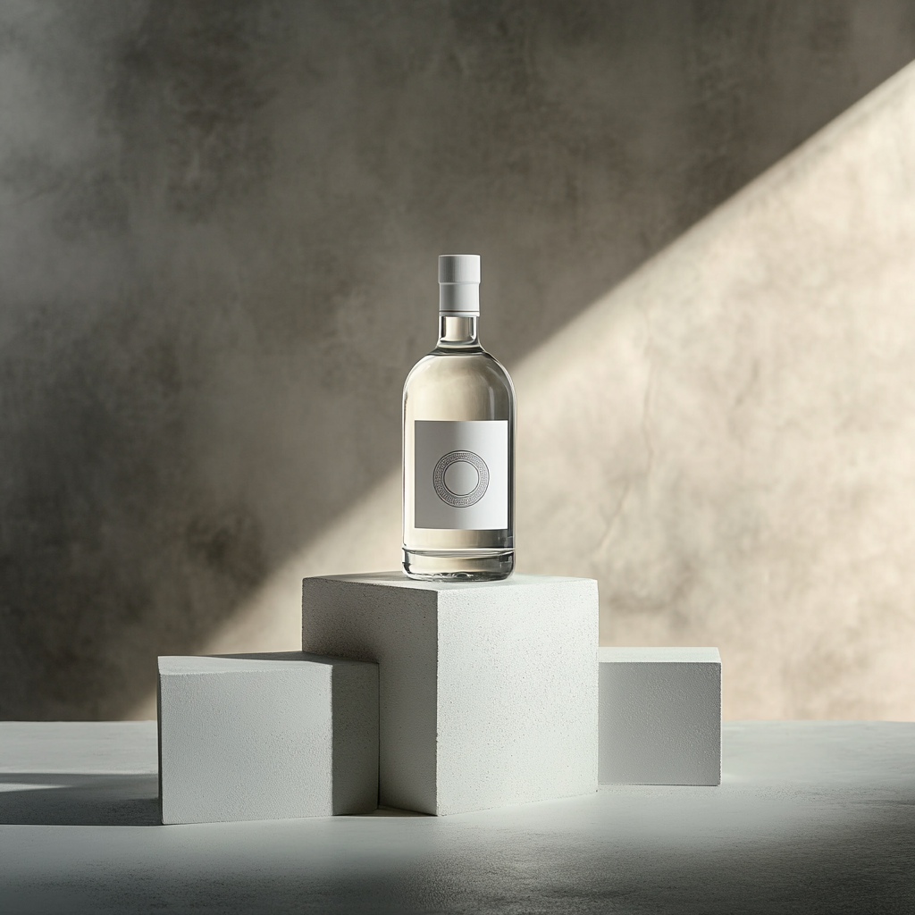 Elegant Tequila Bottle on Minimalist Pedestal Display