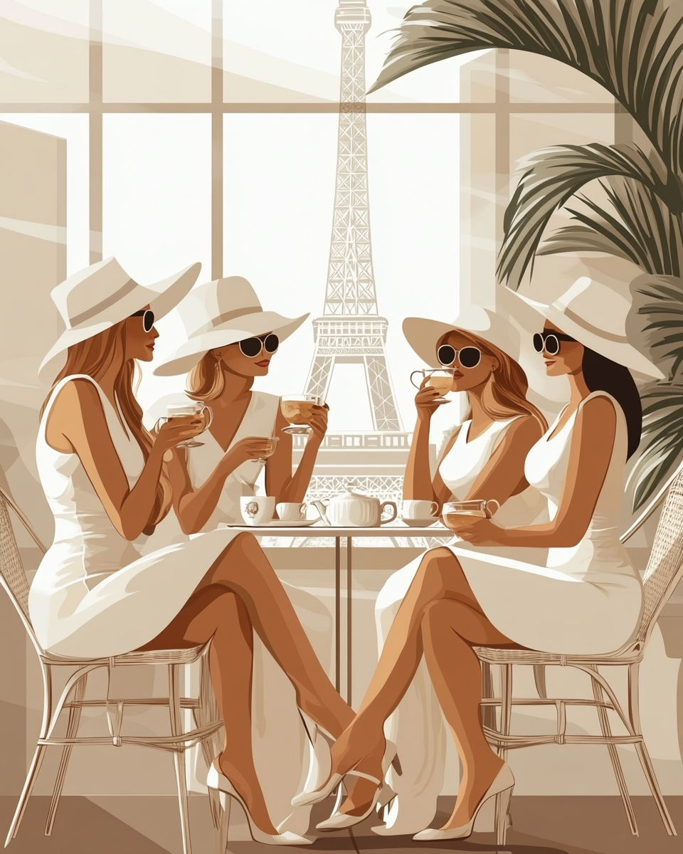 Elegant Women Tea Time in Paris