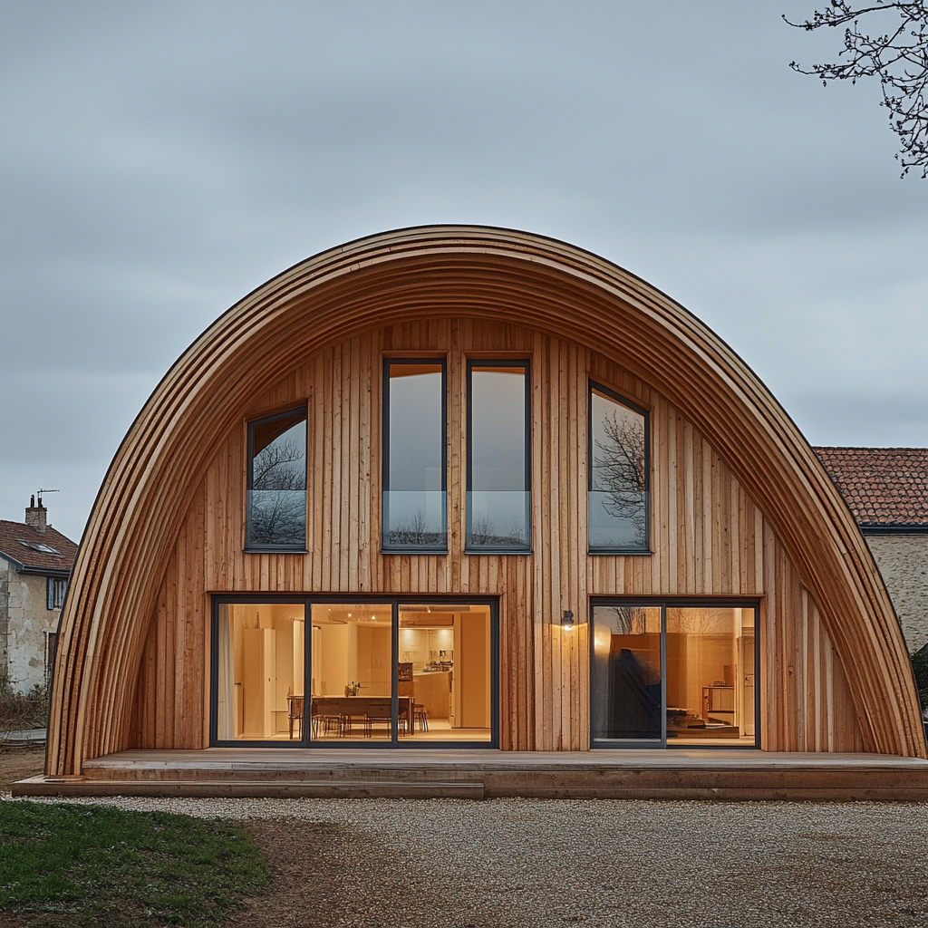 Elegant Wood Frame Farm with Ellipse Shape, Front View