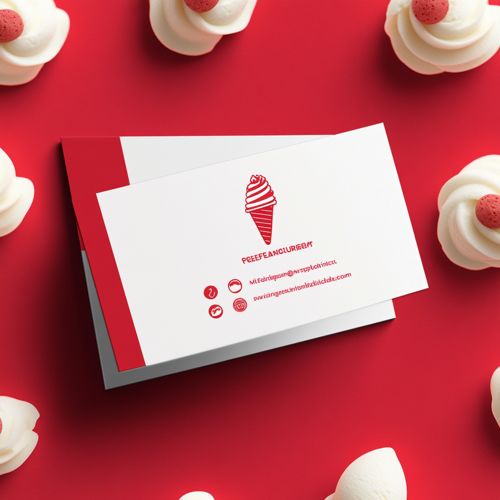 Elegant business card for ice cream truck with minimalist design.