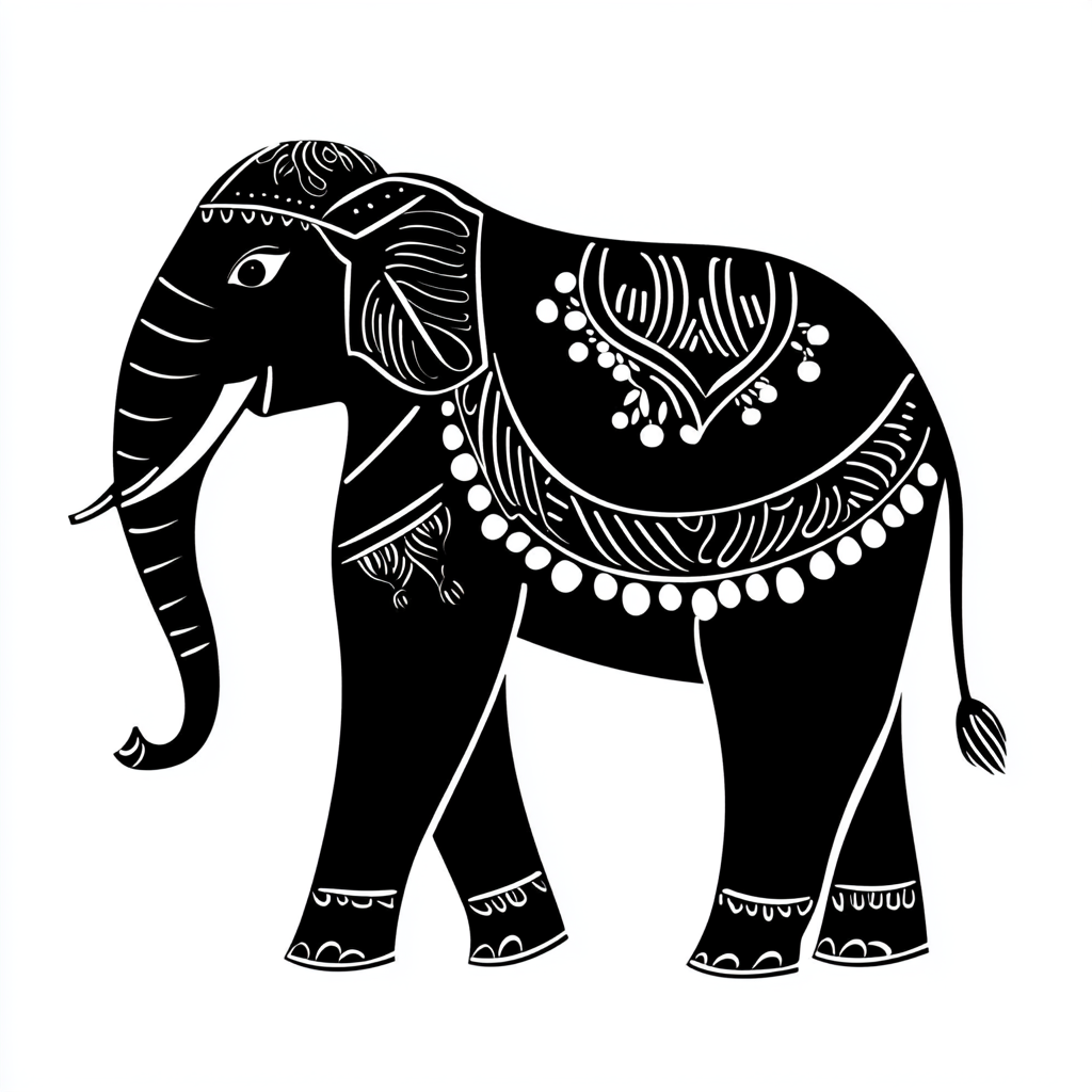 Elegant elephant in Japanese art style