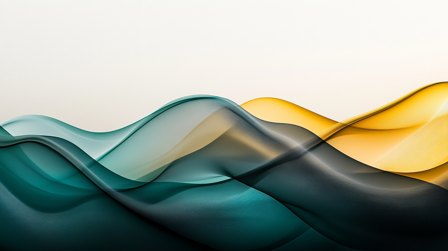 Elegant layered waves in shades of yellow and teal.