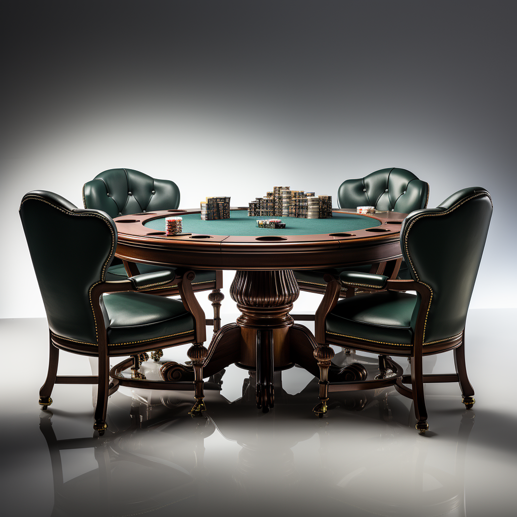 Elegant poker tables displayed in professional product showcase.