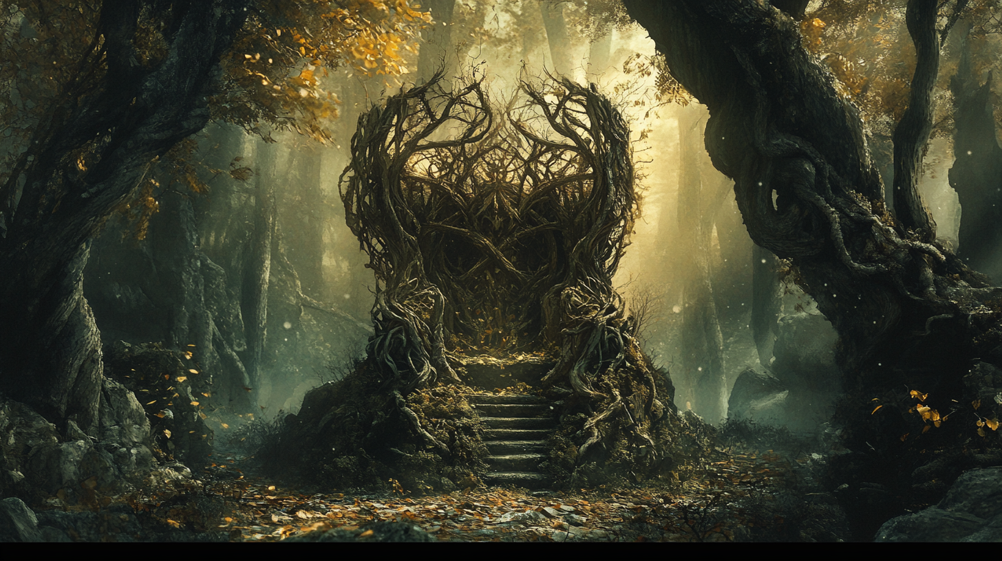 Elvish Forest Throne with Branches, Vines, and Leaves