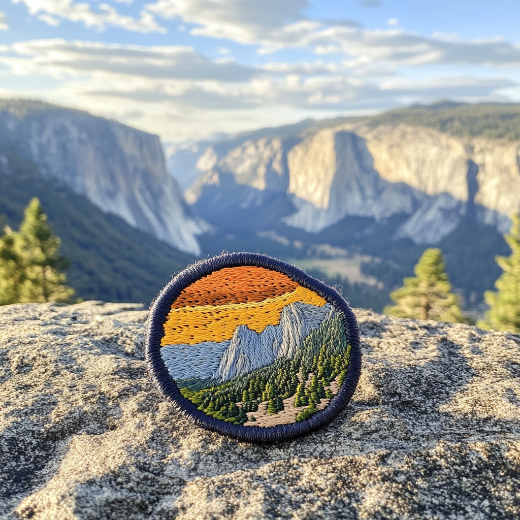 Embroidered patch of Yosemite's El Capitan climbers