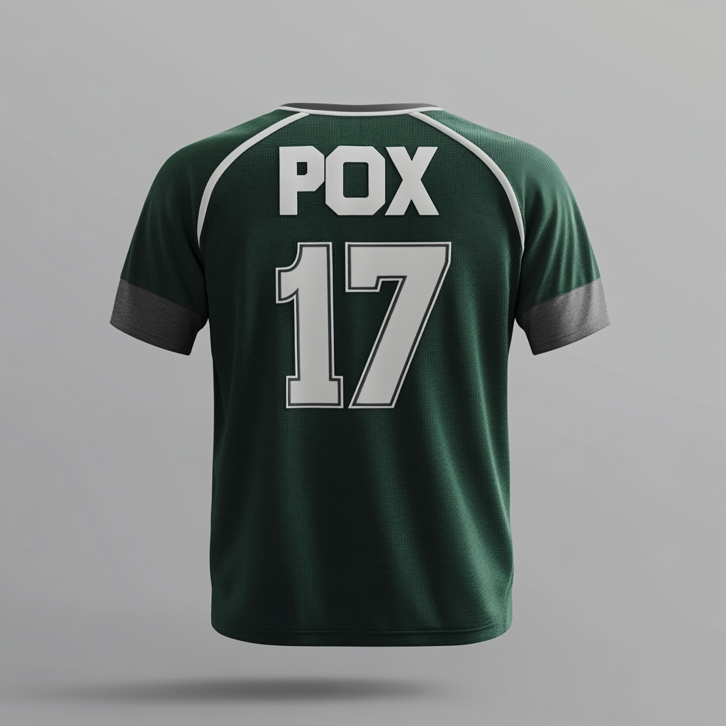 Embroidered sports jersey design with name 'POX' and number '17'.