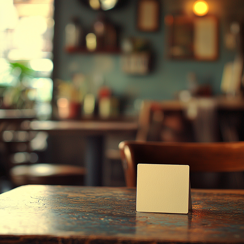 Empty Reservation Card on Warm Table Background