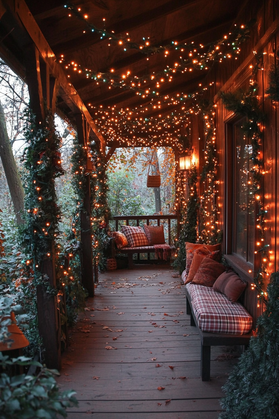 Enchanted Forest Christmas Porch with Magical Lights