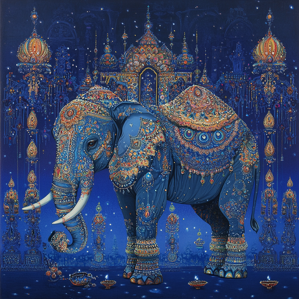 Enchanting Diwali Celebration with Majestic Elephant