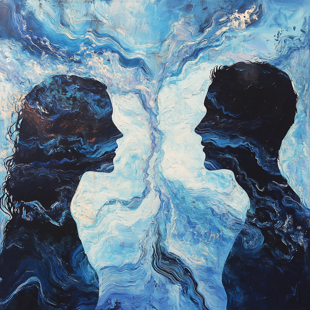 Energy Waves Flowing Between Two People