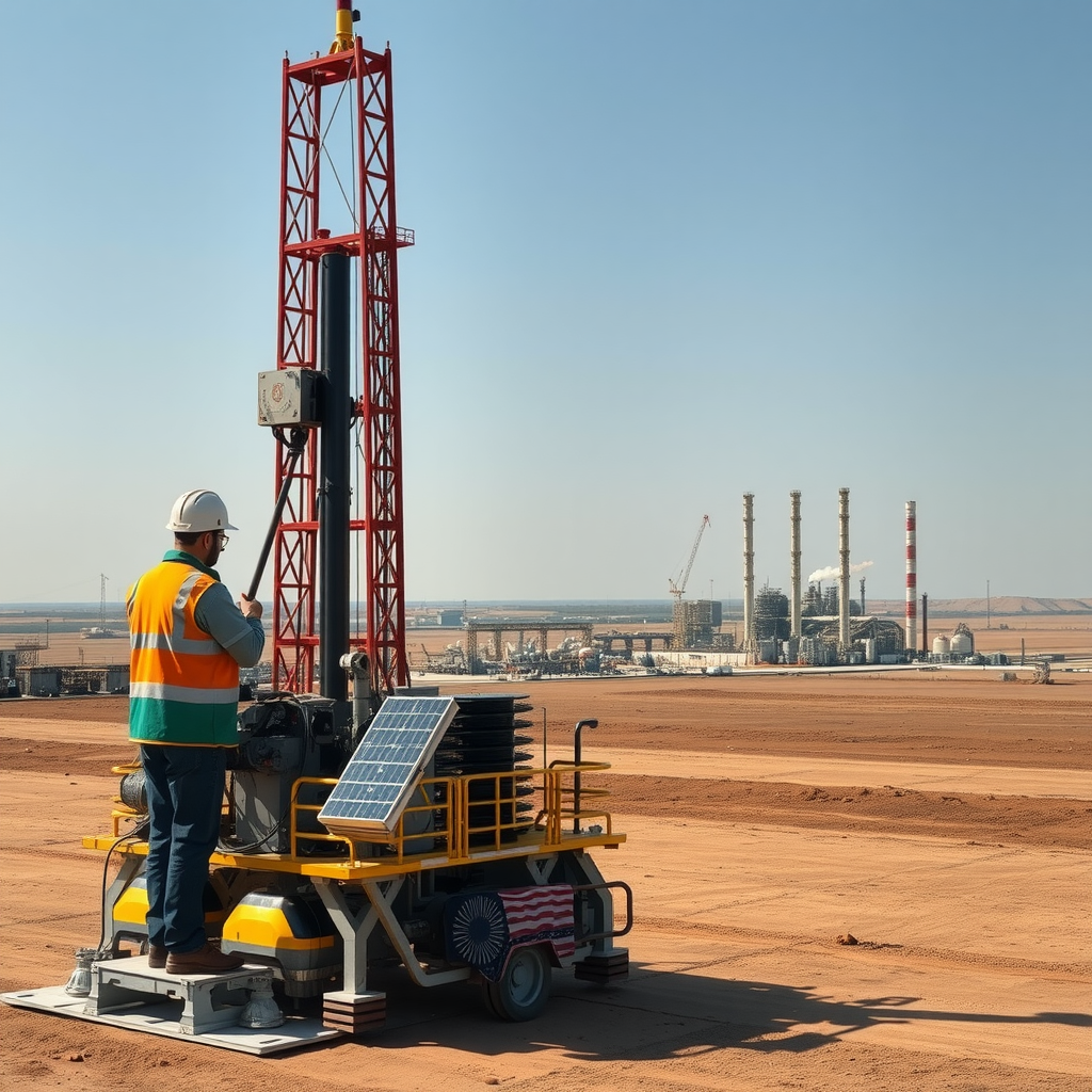 Engineers at Iranian oil rig and refinery