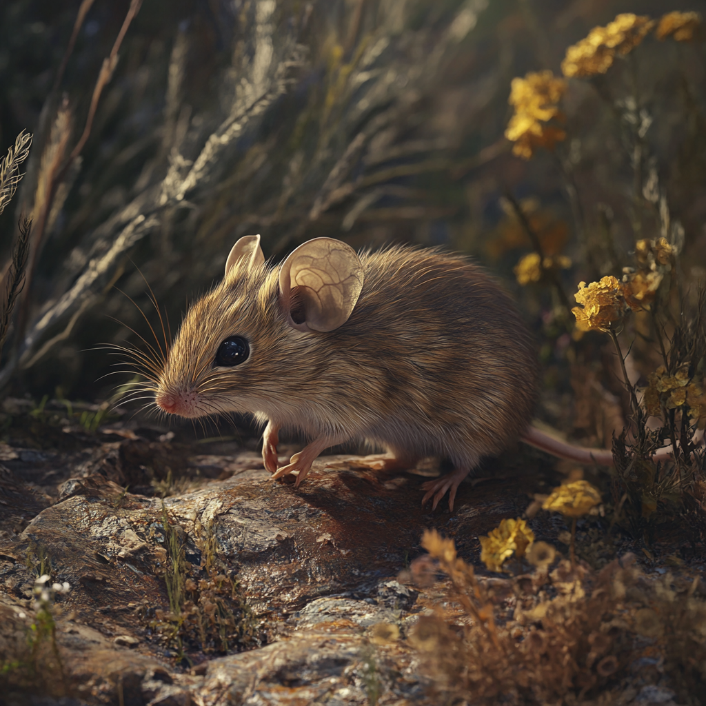 Enhance scene of steppe mouse carrying yersina pestis.