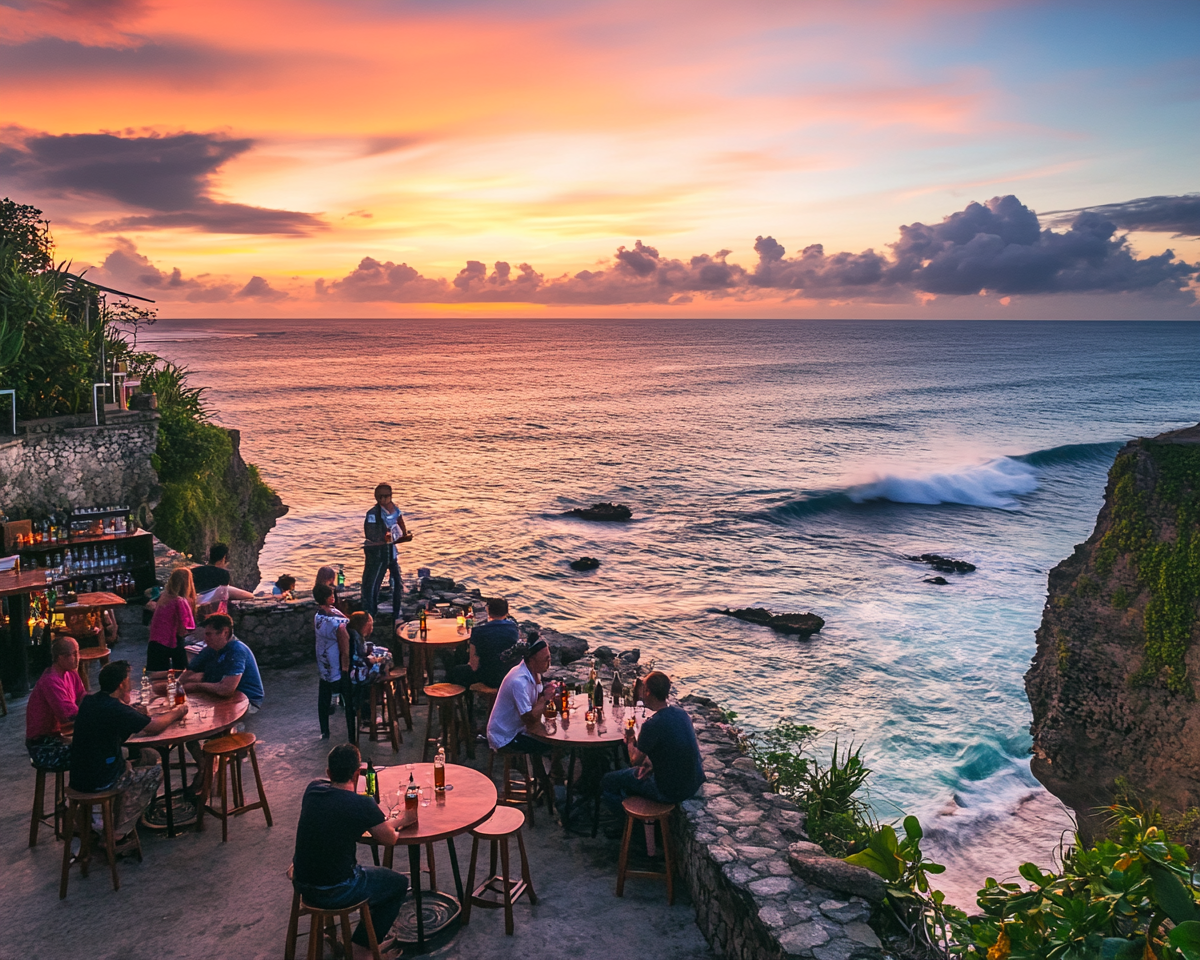 Enjoying Sunset Drinks at Bali Cliffside Bar