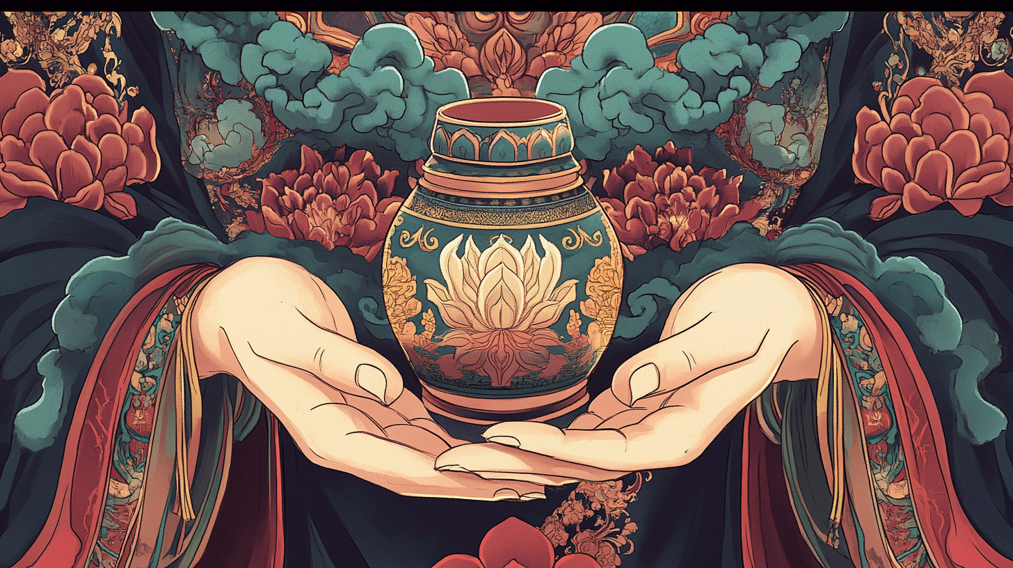 Enlarged Hand with Healing Vase in Buddhist Art