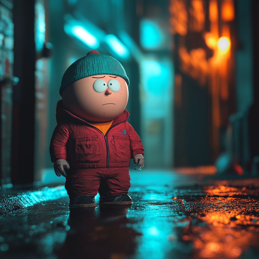 Eric Cartman in 1950s Blade Runner setting, Retro Technicolor.