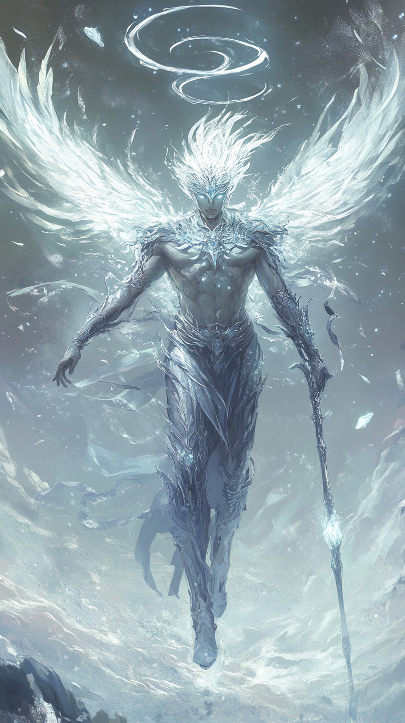 Ethereal King of Air with shimmering armor.