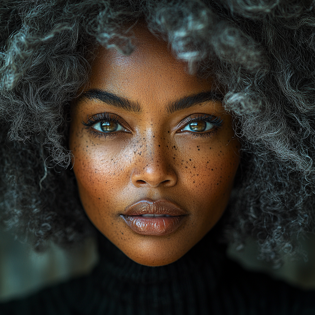 Ethnic fusion beauty, unique features, stunning portrait photo.