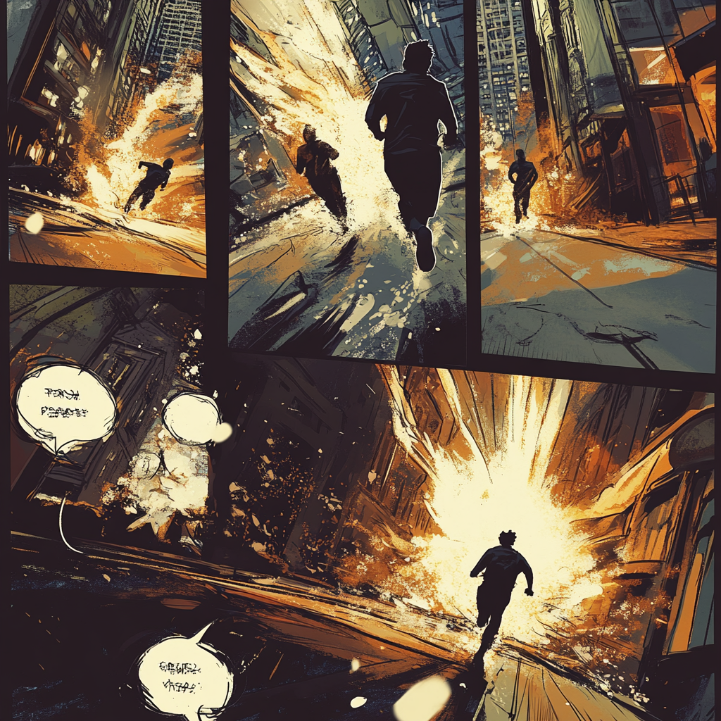 Exciting comic of Chris Mosier running with intensity.