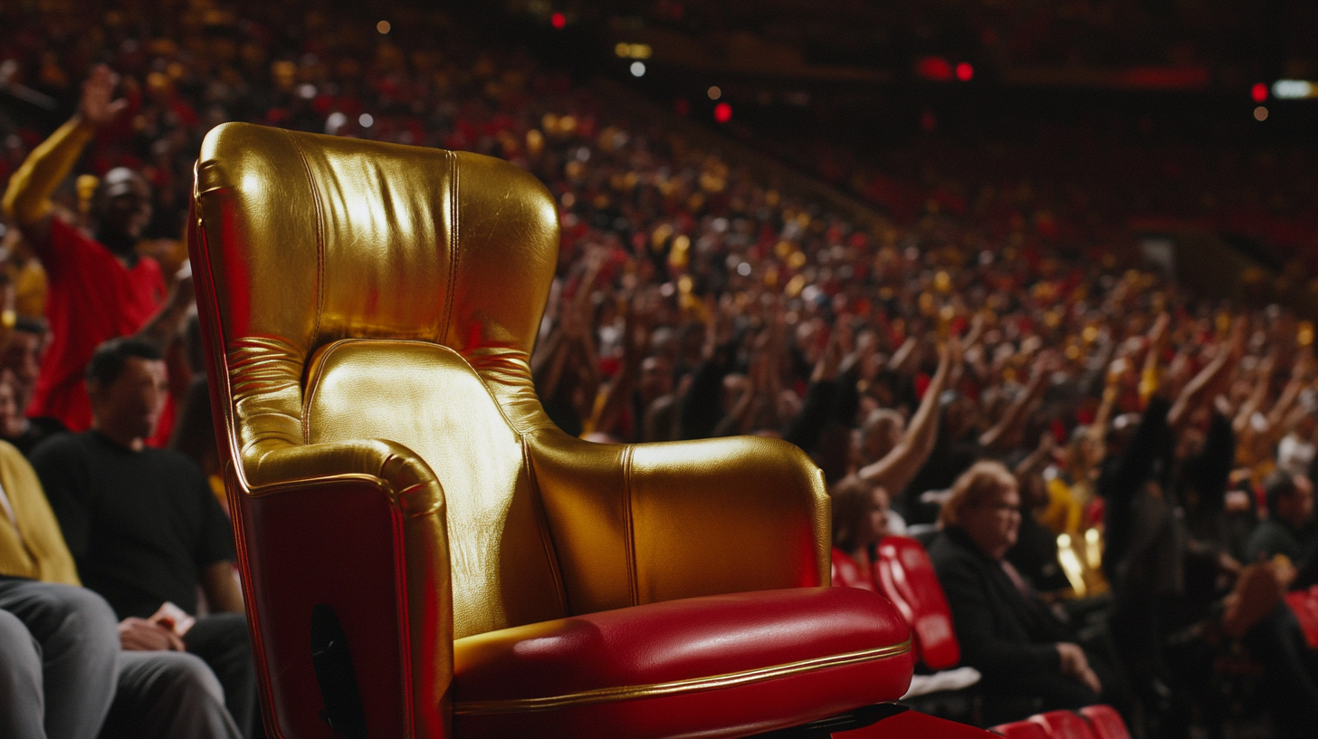 Exclusive Golden Seat at Basketball Game Cheered by Fans.