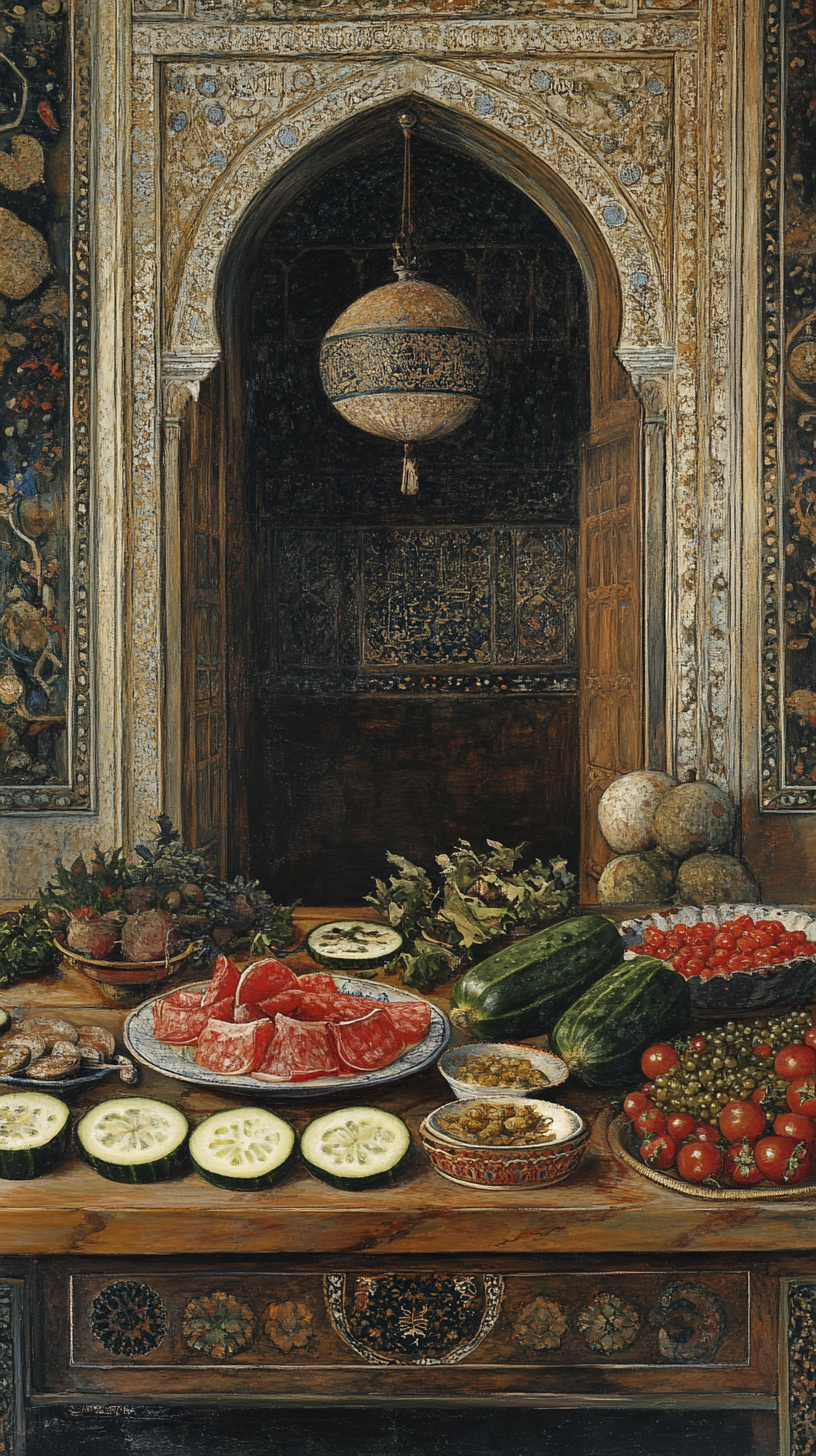 Exotic Fruits and Vegetables Display in Ottoman Palace