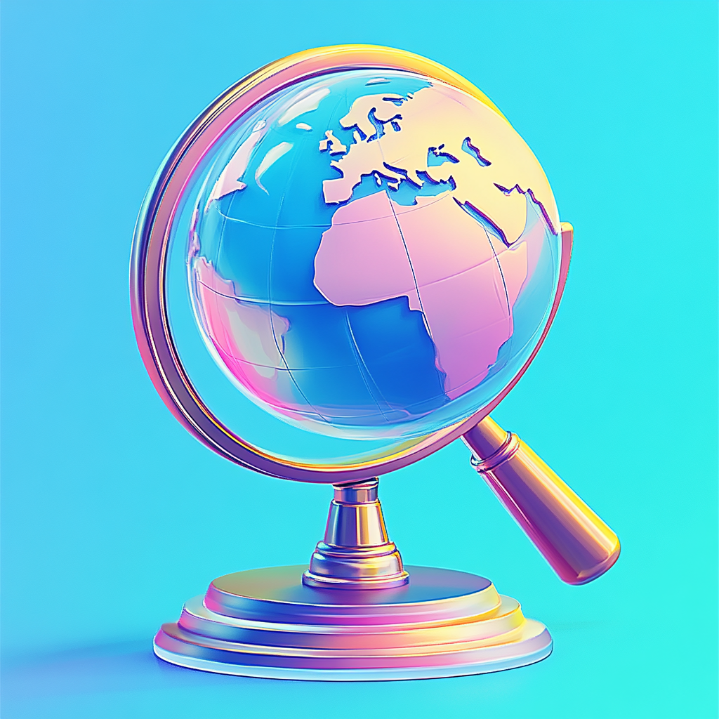 Exploring Knowledge: Colorful Globe on Blue Background