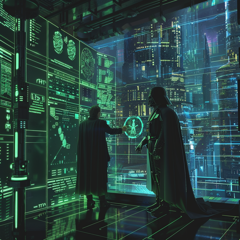 Exploring a hi-tech data center with Luke and Vader.