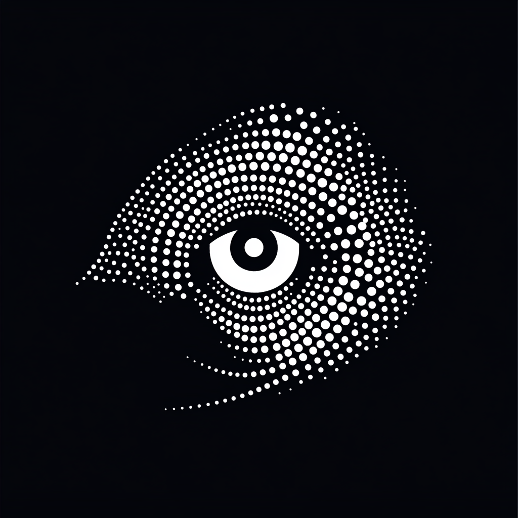 Eye Spiral: Simple White Logo on Black