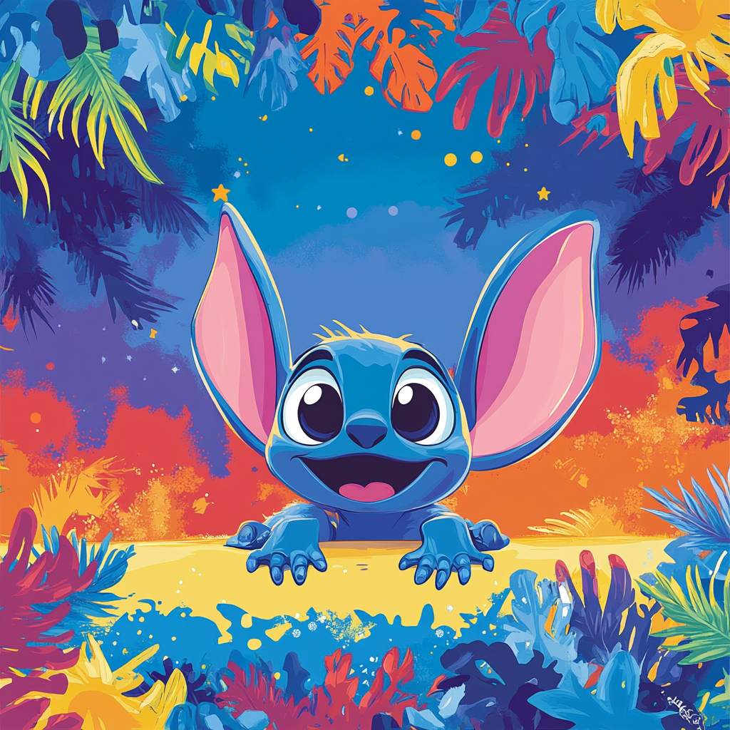 Eye-catching advertising background with Lilo & Stitch theme.