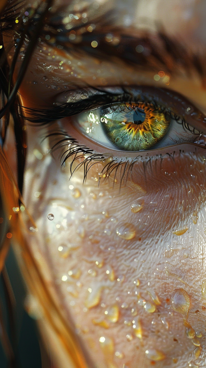 Eye in water drop, realistic, hauntingly beautiful, ultra realistic.