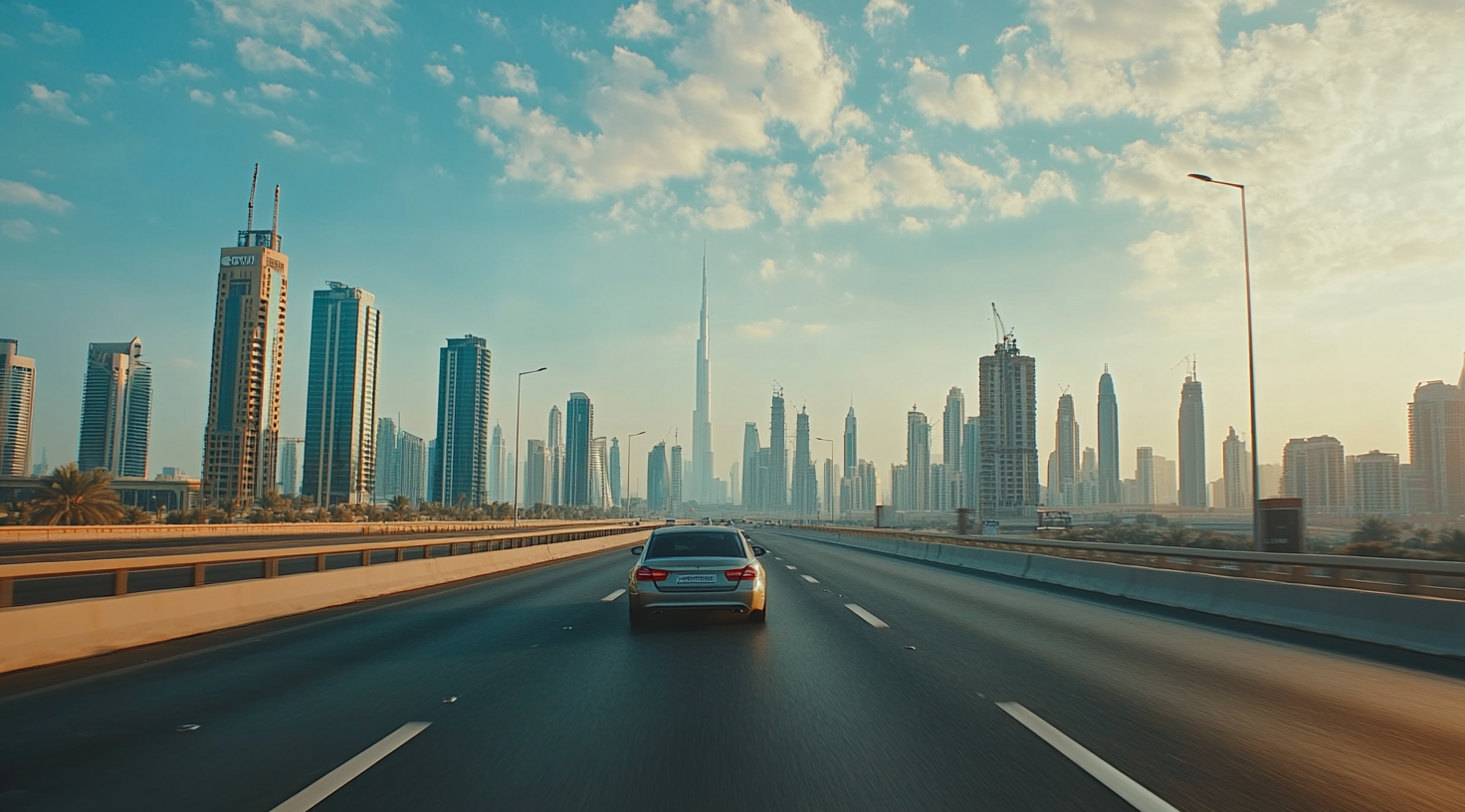 Facade side doors on sheikh zayed road, Dubai perspective.