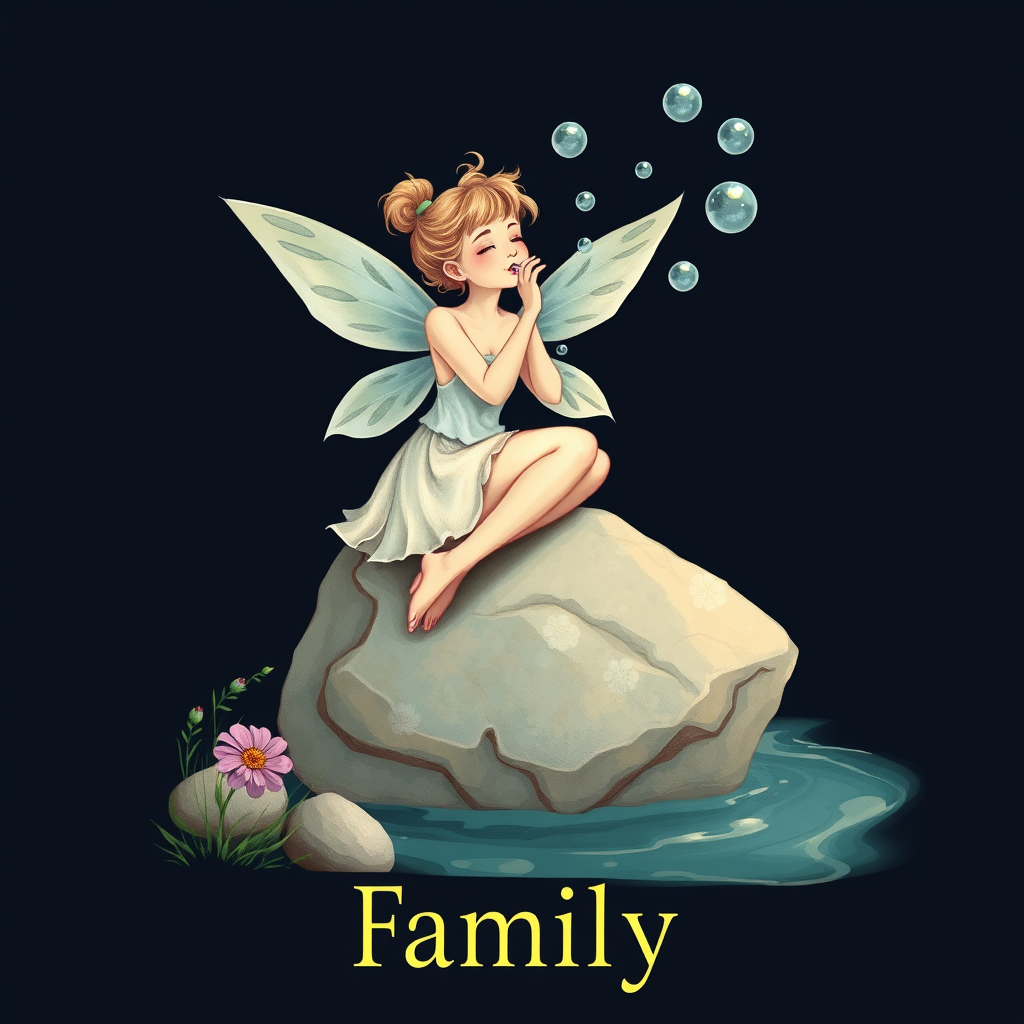 Fairy Blowing Bubbles on a Family Tarot Card