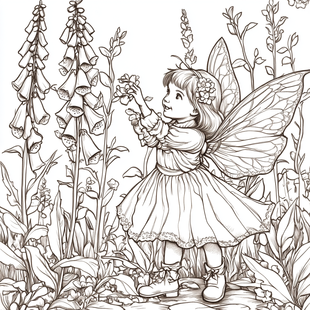 Fairy Foxglove Flower Coloring Page for Kids 