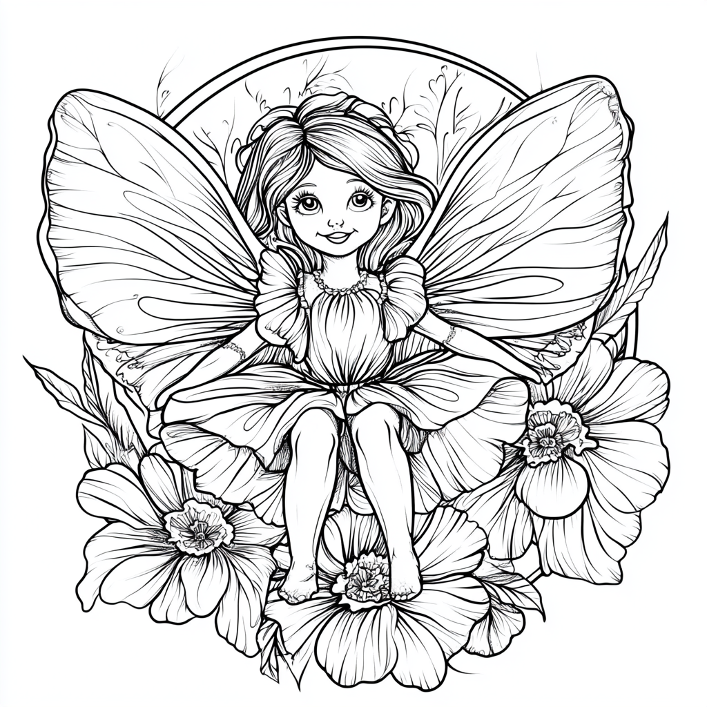 Fairy of the Pansy Flower Coloring Page