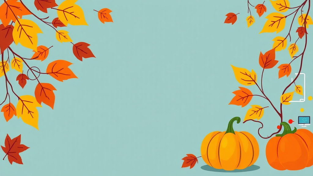 Fall Leaves, Pumpkins, and Technology Graphics Design.