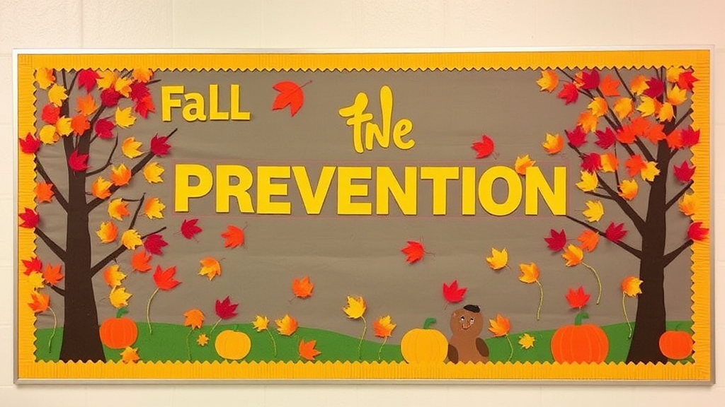 Fall Prevention Bulletin Board: Colorful Autumn Theme