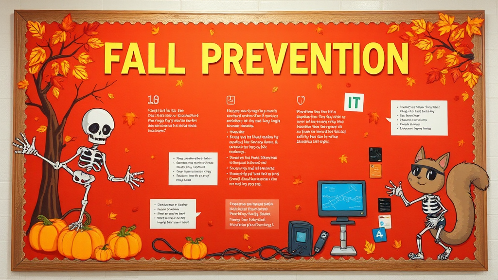 Fall Safety Bulletin Board with Autumn Technology Theme