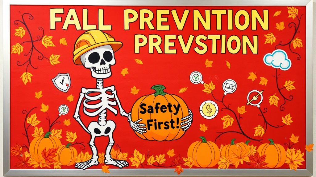 Fall Safety Bulletin Board with Friendly Skeleton