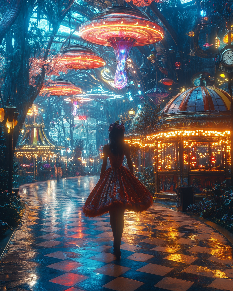 Fantasy Carnival Girl Octane Render Scene Vintage Theme