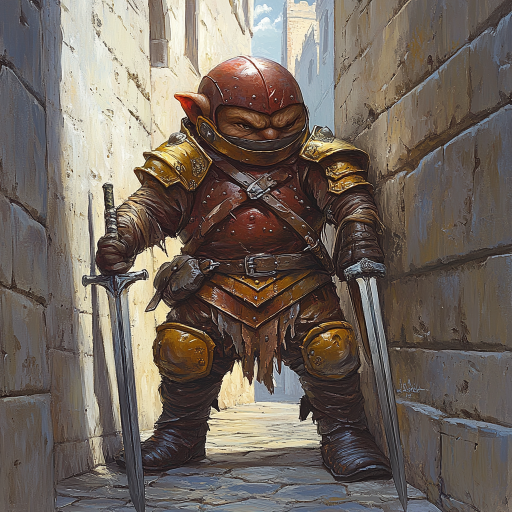 Fantasy Gnome Warrior in Leather Armor