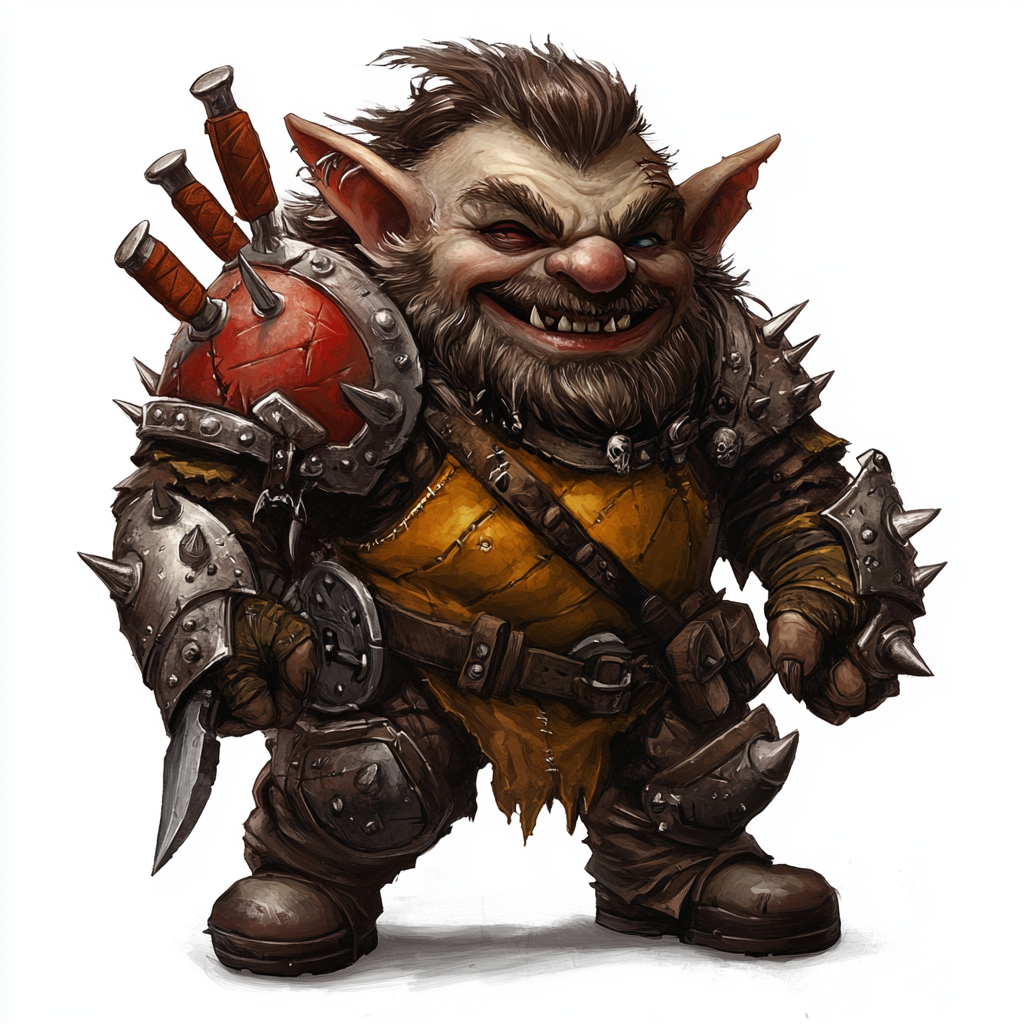 Fantasy Gnome Warrior with Knives and Leather Armor